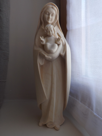 vierge marie en bois - Statue artisanale du Val Gardena (Italie)